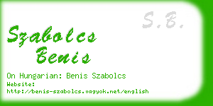 szabolcs benis business card